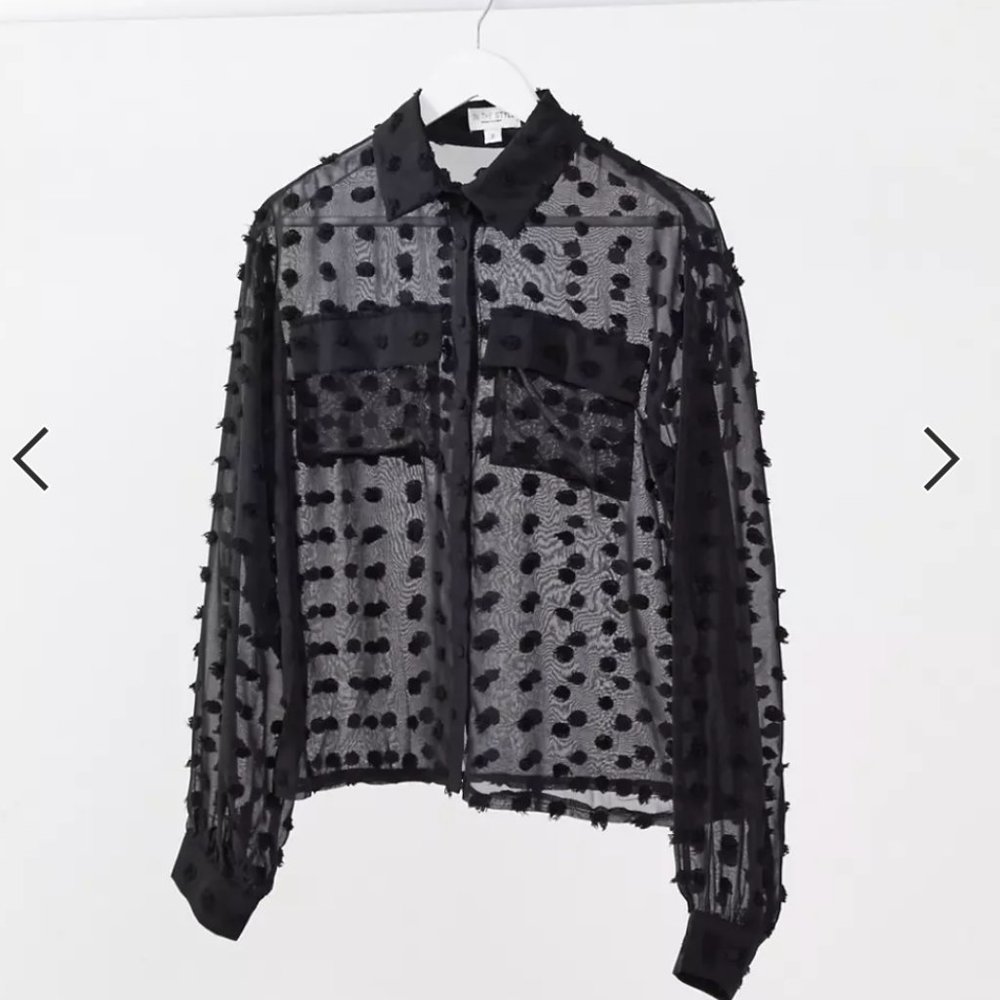 ASOS Black Textured Oversized Sheer Shirt